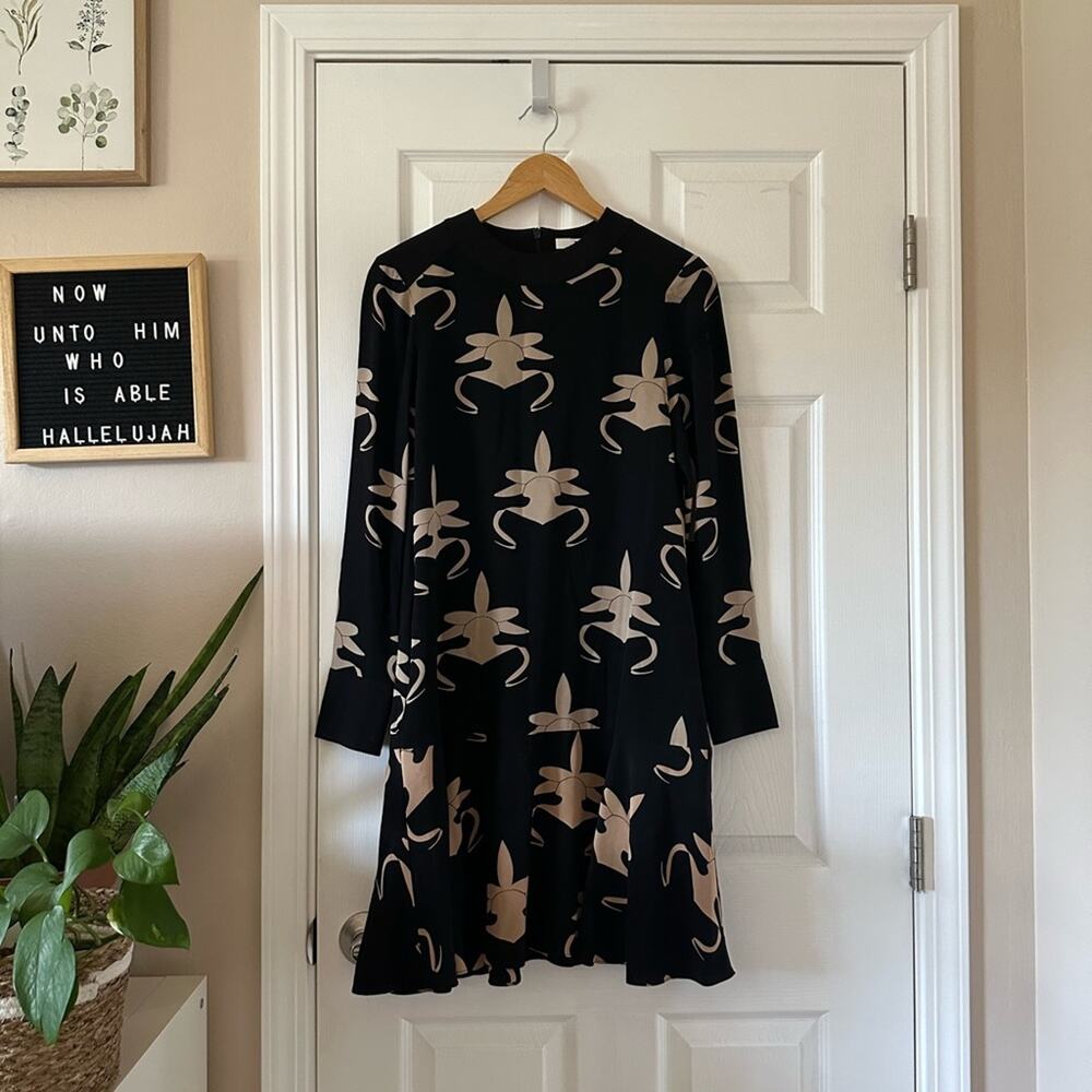 Tibi Yoked Drop Waist Silk Dress